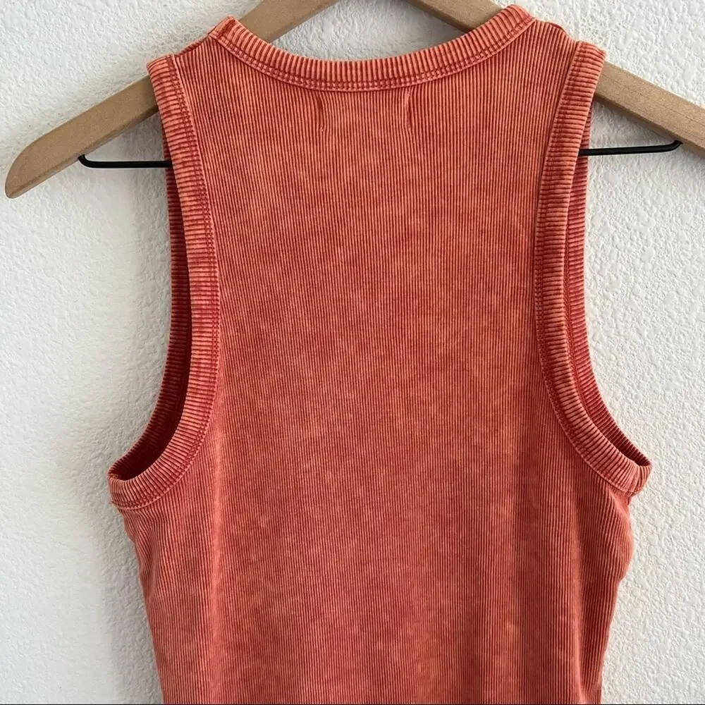 TopShop Red Orange Ribbed Tie Dye Tank Dress US 8